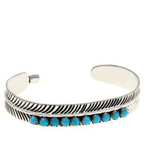 CHACO CANYON SLEEPING BEAUTY TURQUOISE STERLING SILVER CUFF BRACELET NEW